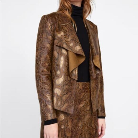 Zara Faux Suede Animal Print Jacket - Picture 1 of 8